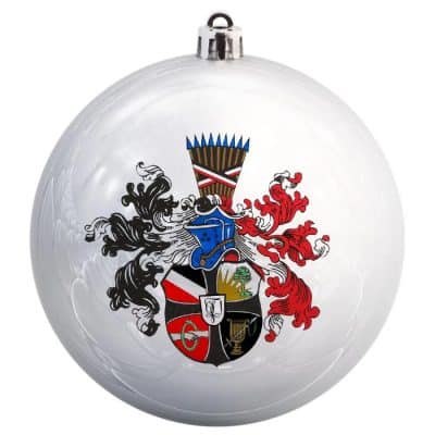 Weihnachtskugel aus Porzellan mit Wappen der Verbindung
