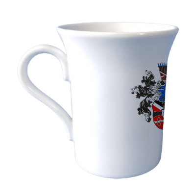 Kaffeebecher aus Porzellan individuell mit Wappen oder Zirkel