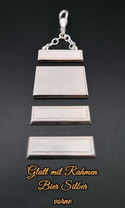Zipfelteile für Bier-Zipfel Modell Glatt mit Rahmen aus Silber Vorderseite
