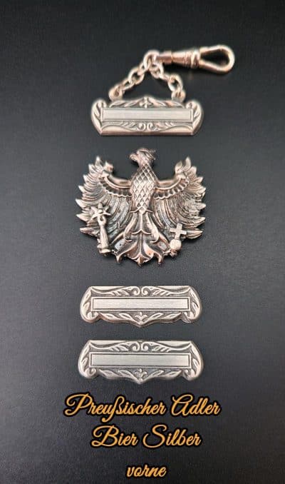 Zipfelteile für Bier-Zipfel Modell Preußischer Adler aus Silber Vorderseite