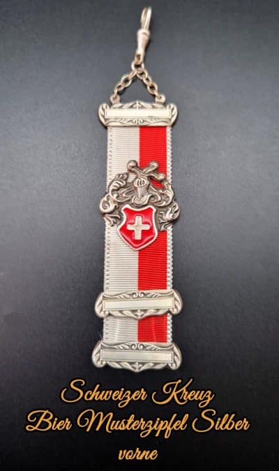 Bierzipf Schweizer Kreuz mit Musterband Silber Vorderseite