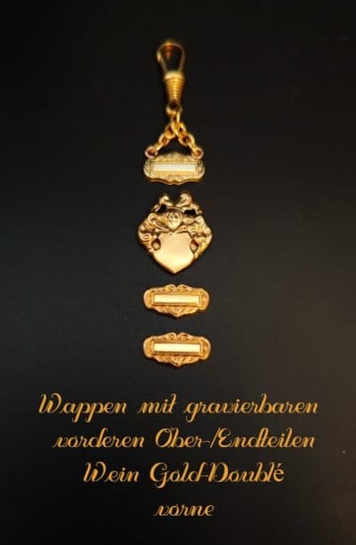 Wein-Wappen-Modell mit den Ober- und Endteilen vorne gravierbar, Gold-Double´Vorderseite