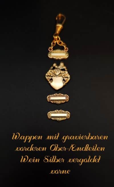 Wein-Wappen-Modell mit den Ober- und Endteilen vorne gravierbar, Silber vergoldetVorderseite
