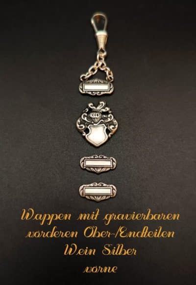 Wein-Wappen-Modell mit den Ober- und Endteilen vorne gravierbar, Silber Vorderseite