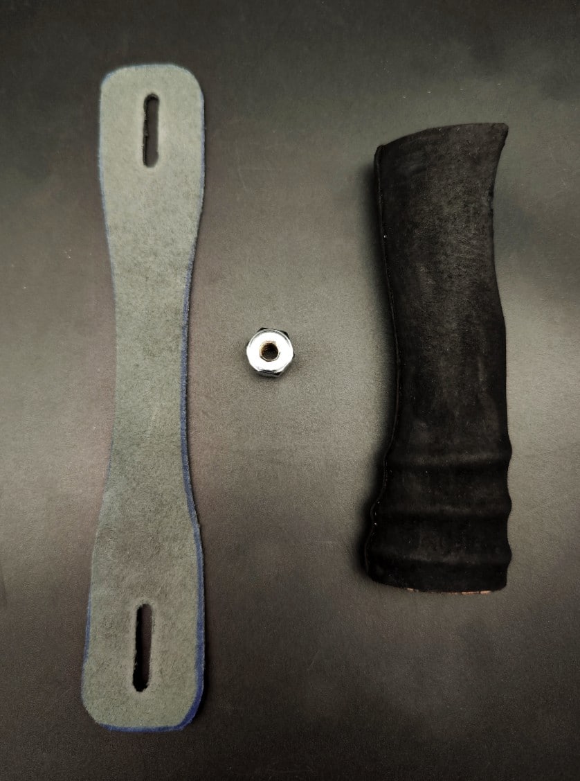 Lederschlaufe, Mutter und Griff